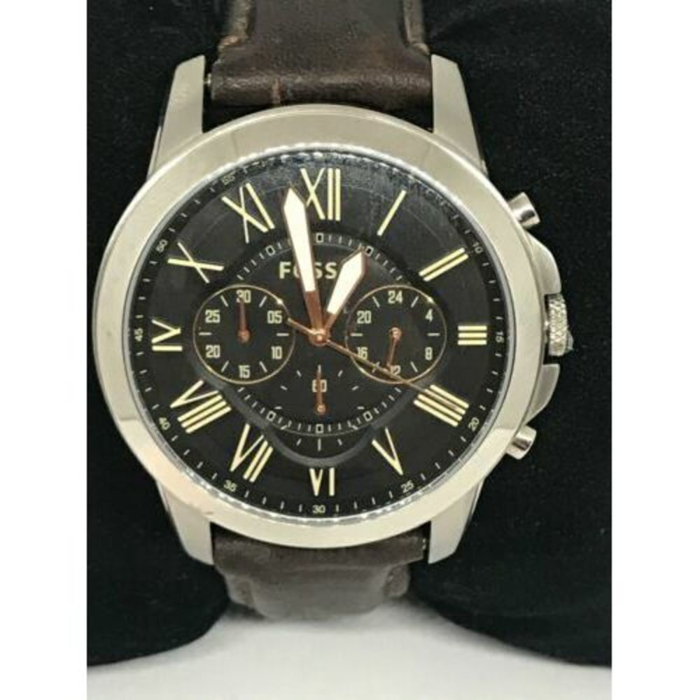 Fossil Fa4813 Men's Black Leather Analog Dial Quartz Genuine Wrist Watch Bb799